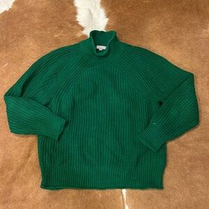 J crew 100% cotton mock turtleneck green size large